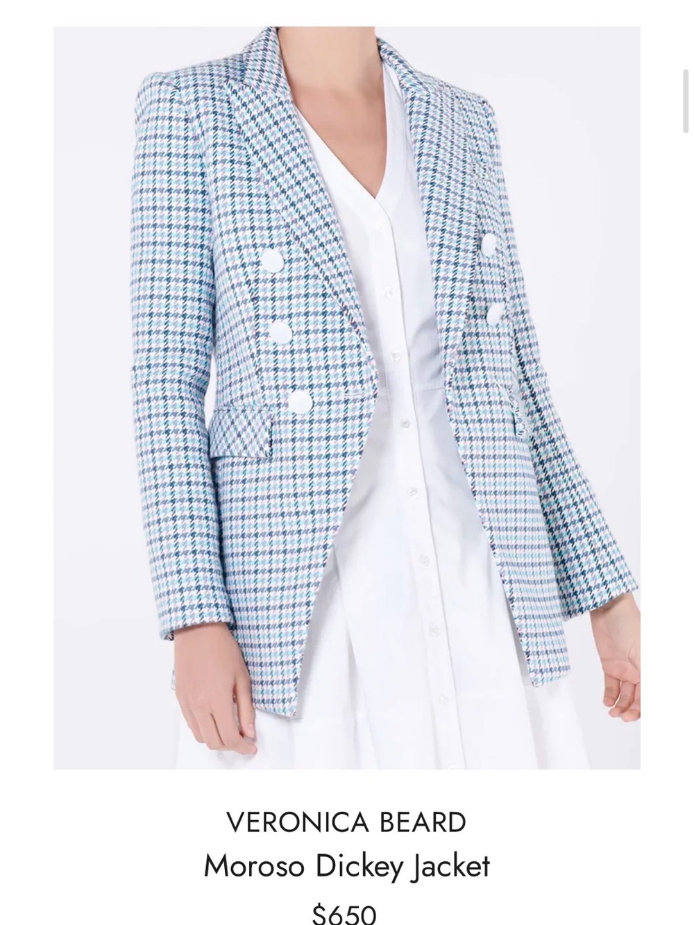 NWT Veronica Beard Sz 4 Moroso Dickey Double-Breasted Blazer